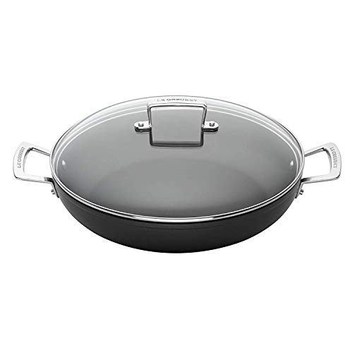 Le Creuset Cacerola de aluminio antiadherente con tapa, Ø 30 cm, Libre de PFOA, Para todas las fuentes de calor, incluso la inducción, Antracita/Plateado