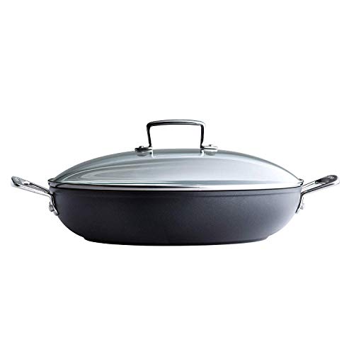 Le Creuset Cacerola de aluminio antiadherente con tapa, Ø 30 cm, Libre de PFOA, Para todas las fuentes de calor, incluso la inducción, Antracita/Plateado