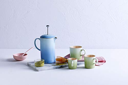 Le Creuset Cafetera francesa con prensa de acero inoxidable, 800 ml, Cerámica de gres, Azul Coastal