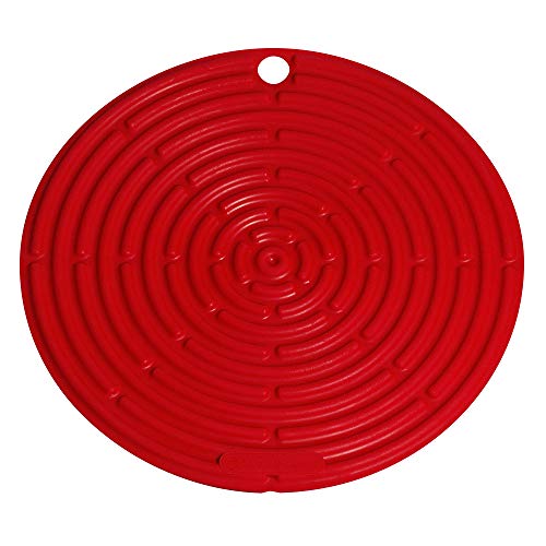 Le Creuset Salvamanteles y Posavasos de silicona con orificio para colgar, Classic, Redondo, Diámetro 20 cm, Silicona, Cereza