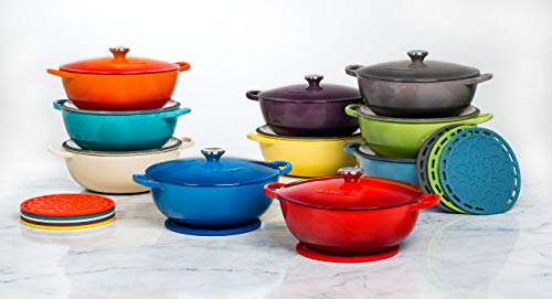 LE CREUSET Salvamanteles/Posavasos de Silicona con Orificio para Colgar, Tradición, Redondo, Negro, 20 cm