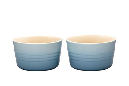 LE CREUSET Set de 2 ramequines, Redondo, Cada uno 200 ml/Ø 9,5 cm, Cerámica de gres, Azul (Coastal), 200ml