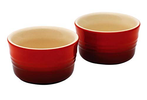 LE CREUSET Set de 2 ramequines, Redondo, Cada uno 200 ml/Ø 9,5 cm, Cerámica de gres, Rojo (Cereza), 10 cm, 2