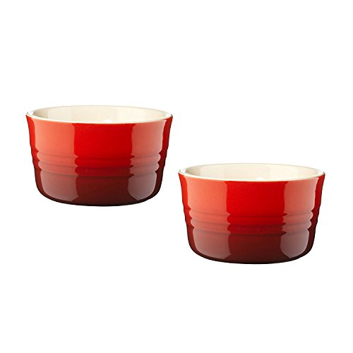 LE CREUSET Set de 2 ramequines, Redondo, Cada uno 200 ml/Ø 9,5 cm, Cerámica de gres, Rojo (Cereza), 10 cm, 2