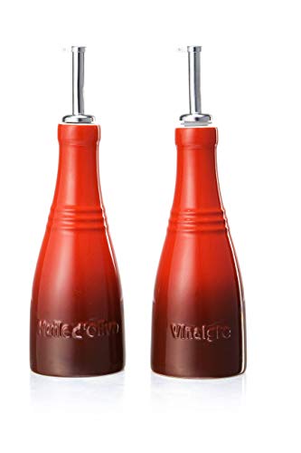 Le Creuset Set de aceite y vinagre, 240 ml, Cerámica de gres, Altura 18.5 cm, Cereza