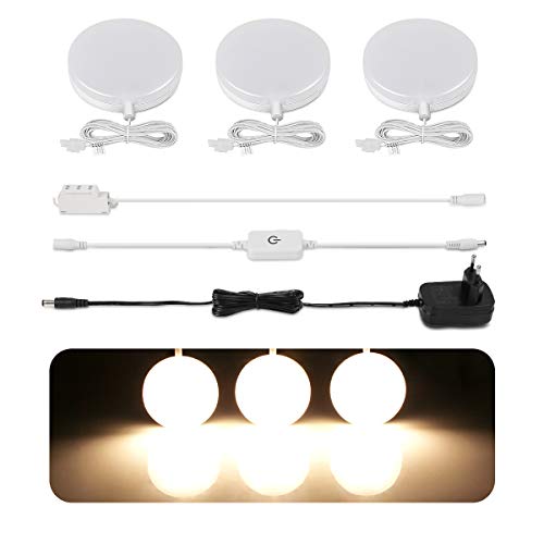 LE Focos LED para Muebles Cocina 6W 510lm en total, Luz Cálida Potente, luces para Vitrinas Encimera Armario Estante Repisa, pack de 3