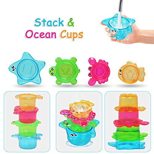 LEADSTAR Juguetes de Baño para Bebé,15PCS Juguetes Bañera Flotante con Juegos de Pesca para Bebe Niños Agua Piscina Baño Playa Regalo Bueno de Cumpleaños Navidad