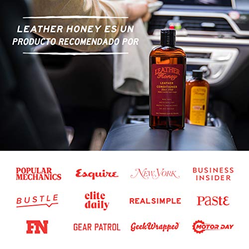 Leather Honey - Acondicionador para cuero, el mejor acondicionador de cuero desde 1968, botella de 0,24 litros. Para uso en ropa de cuero, muebles, interiores de automóviles, zapatos, bolsos y accesorios. Fabricado en los Estados Unidos