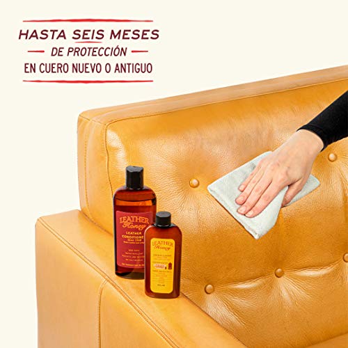 Leather Honey - Acondicionador para cuero, el mejor acondicionador de cuero desde 1968, botella de 0,24 litros. Para uso en ropa de cuero, muebles, interiores de automóviles, zapatos, bolsos y accesorios. Fabricado en los Estados Unidos