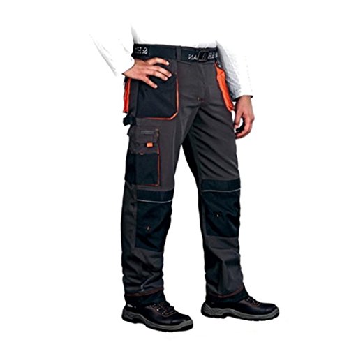 Leber&Hollman LH-FMN-T_SBP48 - Pantalones de trabajo (talla 48 alemana), color azul acero, negro y naranja