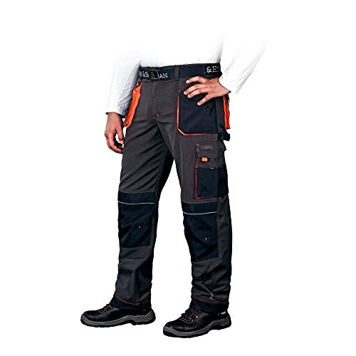 Leber&Hollman LH-FMN-T_SBP48 - Pantalones de trabajo (talla 48 alemana), color azul acero, negro y naranja