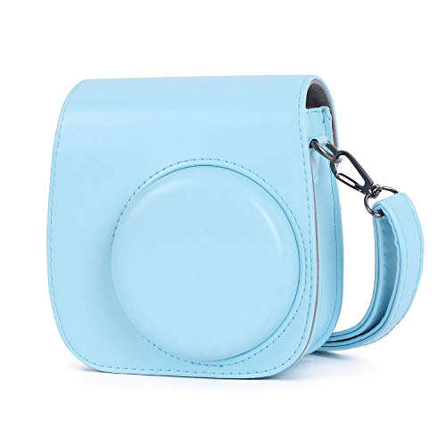 Leebotree Cámara Instantánea Funda Compatible con Instax Mini 11 Cámara Instantánea, Bolsa de Transporte Fabricada en Cuero, Dispone de Una Correa de Proteger y Bolsillo (Sky Blue)