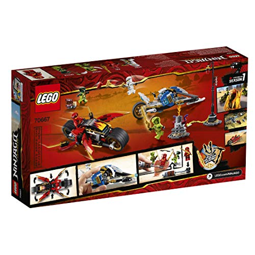 LEGO Ninjago - Moto Acuchilladora de Kai y Motonieve de Zane, juguete de construcción divertido de carreras ninjas (70667)