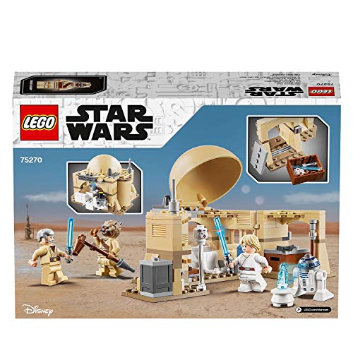 LEGO Star Wars - Cabaña de Obi-Wan, con Techo Desplegable, Incluye un Droide y Holograma de la Princesa Leia, Minifiguras de Obi-Wan Kenobi, Luke Skywalker y R2-D2 (75270)