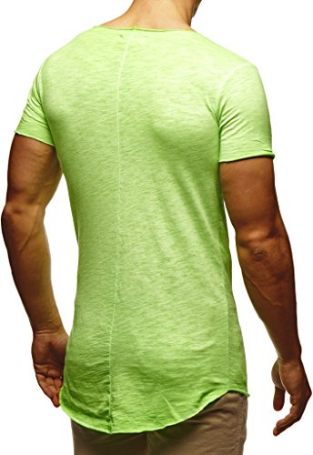 Leif Nelson Camiseta para Hombre con Cuello Redondo LN-6353 El Hombre De Neón. Gruen Large