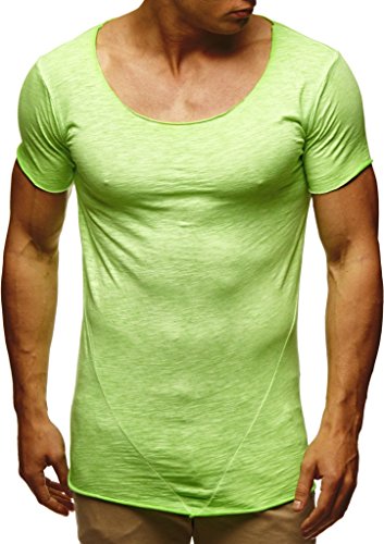 Leif Nelson Camiseta para Hombre con Cuello Redondo LN-6353 El Hombre De Neón. Gruen Large