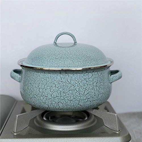 LEIXNDPLBO 16-24cm Porcelana Japonesa Esmalte Azul Hielo craquelado glaseado Engrosamiento Sopa Olla estofado Olla Olla General Enamel Pot, 20cm