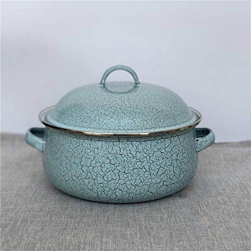 LEIXNDPLBO 16-24cm Porcelana Japonesa Esmalte Azul Hielo craquelado glaseado Engrosamiento Sopa Olla estofado Olla Olla General Enamel Pot, 20cm