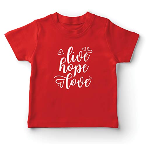 lepni.me Camiseta para Niño/Niña Amor de Esperanza en Vivo Equipo de Mensaje Positivo Inspirador (7-8 Years Rojo Multicolor)