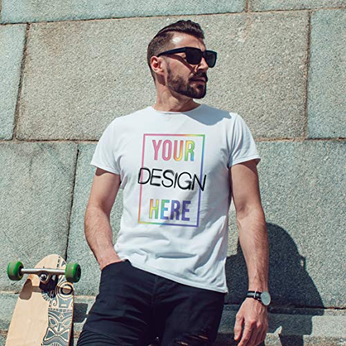 lepni.me Camisetas Hombre Impresión Personalizada de 2 Caras en el Frente y en la Parte Posterior, Texto Personalizado o Diseño de su Propia Imagen (Small Brezo Verde Multicolor)