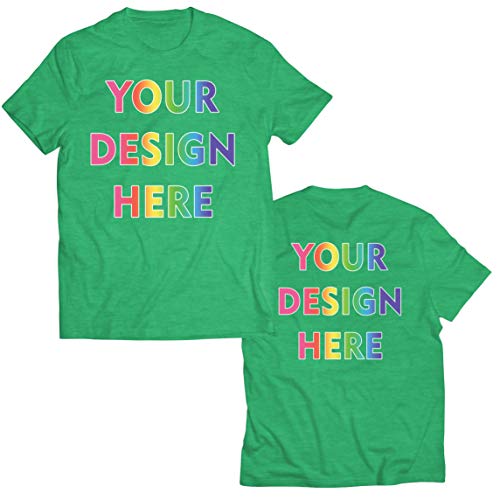 lepni.me Camisetas Hombre Impresión Personalizada de 2 Caras en el Frente y en la Parte Posterior, Texto Personalizado o Diseño de su Propia Imagen (Small Brezo Verde Multicolor)