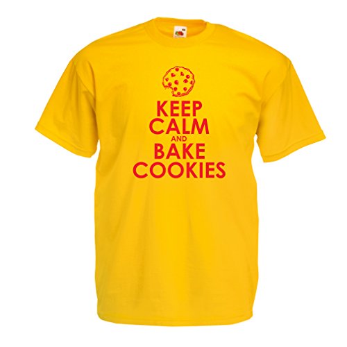 lepni.me Camisetas Hombre Ropa de Fiesta, Hornear Galletas de Navidad para Santa Claus (Medium Amarillo Multicolor)