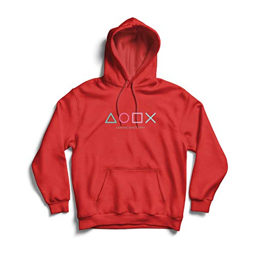 lepni.me Sudadera con Capucha Controlador de Videojuegos, Regalo para Gamer, Indumentaria para Amantes de los Juegos (X-Large Rojo Multicolor)