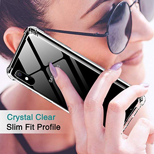 LeYi Funda Samsung Galaxy A10 con 2-Unidades Cristal Vidrio Templado, Cristal Transparente Shockproof Carcasa Ultra Silicona PC y TPU Slim Gel Bumper Antigolpes Cover Case para Movil A10, Clear