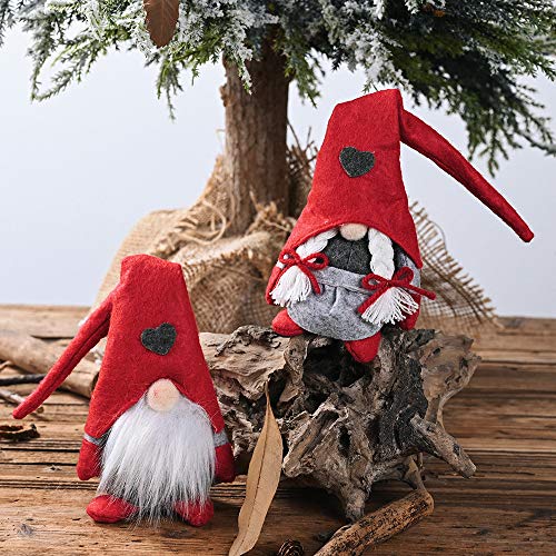 LEZED Peluche Navidad Juguetes Gnomo Muñeca de gnomo de Felpa Sueco Santa Muñecos Escandinavos Adornos Decoración Regalos para niños de pie Muñeca Colgante Adornos Decoración 2 Piezas