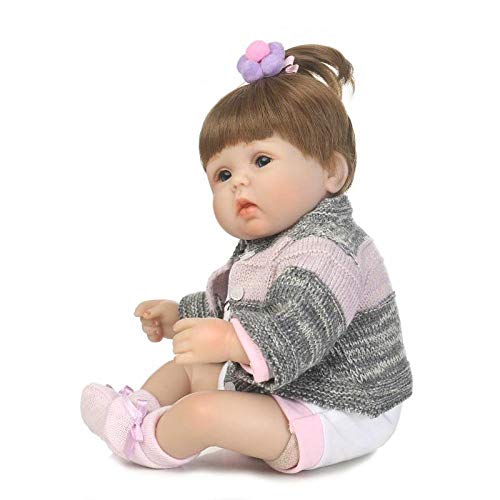 LFDHSF Reborn Baby Dolls Reborn Baby Doll 16"40cm Silicona Suave Realista Lindo Trenza de Cabello Recién Nacido Muñeca Niño Navidad Regalo Magnet Gratis Chupete Biberón