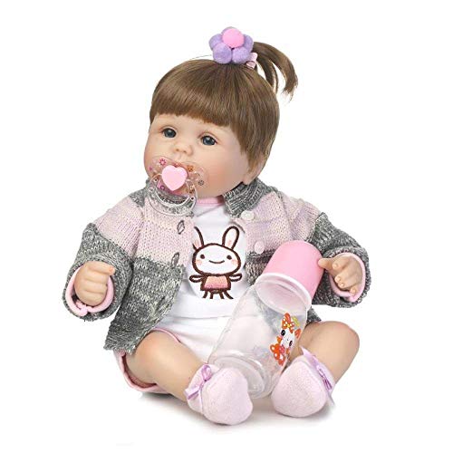 LFDHSF Reborn Baby Dolls Reborn Baby Doll 16"40cm Silicona Suave Realista Lindo Trenza de Cabello Recién Nacido Muñeca Niño Navidad Regalo Magnet Gratis Chupete Biberón