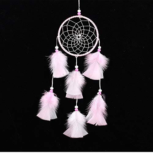 Lhybumengwang Atrapasueños Handmade Satin Harina De Plumas Blancas Anillo Único Pequeños Adornos 11Cm Simple Moda Indian Exquisita Decoración Regalo Coche Ventana Sala