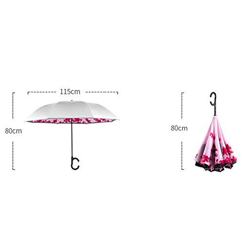 Liapianyun A Prueba De Viento del Paraguas Invertidos con C-Mango, De Doble Capa A Prueba De UV Invertido Paraguas Plegable No Se Moja,3