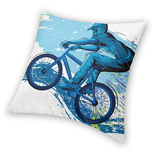 LiBei Funda de Cojín,BMX of Sportsman Cycling Extreme Bike Freestyle Triathlon Bicycle Cycle Speed Funda de Almohada Cuadrado para Sofá Cama Decoración para Hogar 50x50cm