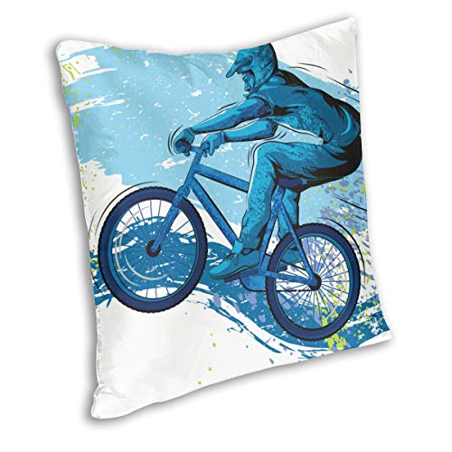 LiBei Funda de Cojín,BMX of Sportsman Cycling Extreme Bike Freestyle Triathlon Bicycle Cycle Speed Funda de Almohada Cuadrado para Sofá Cama Decoración para Hogar 50x50cm