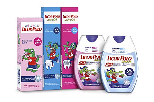 Licor del Polo - Pasta de dientes 2 en 1 Junior Menta Suave +6 años - Protección completa contra las caries, sarro, placa y problemas de encías - 1 ud de 75ml