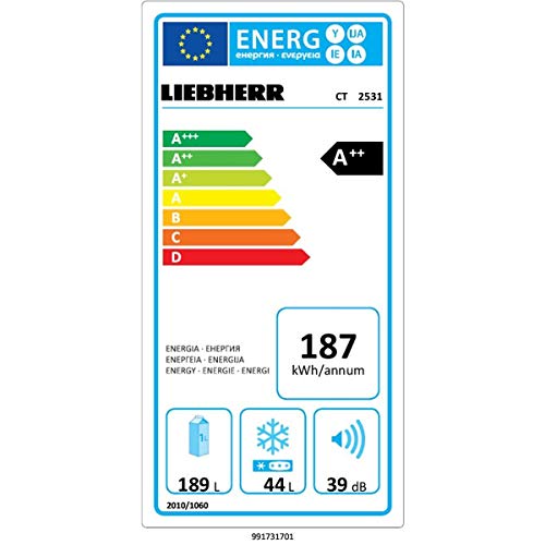 Liebherr CT 2531 nevera y congelador Independiente Blanco 233 L A++ - Frigorífico (233 L, SN-T, 39 dB, 4 kg/24h, A++, Blanco)