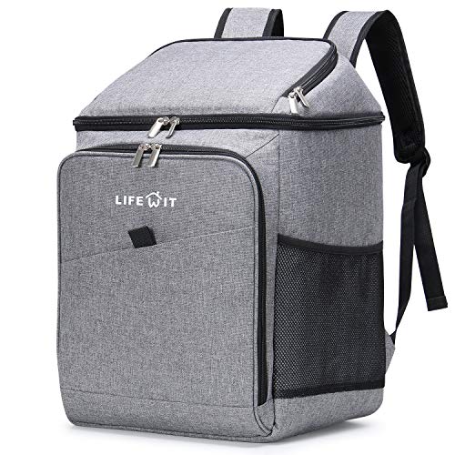 Lifewit Mochila Nevera Flexible Bolsa de Compra Reutilizable Grande Bolsa Térmica Porta Alimentos de Aislamiento Bolsa de Enfriamiento Portatil para Playa,Picnics,Camping, Gris