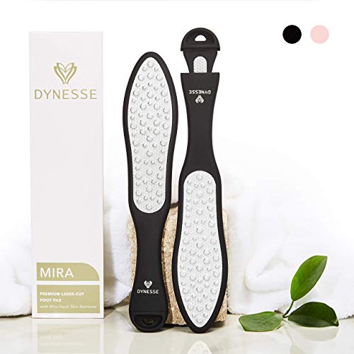 Lima de Pies Premium de Corte Láser con Mini Lima de Durezas de DYNESSE. Escofina Callos con Diseño Ergonómico. Limpiador Pies de Acero Inoxidable para Spa y Pedicura. Elimina las Pieles Muertas