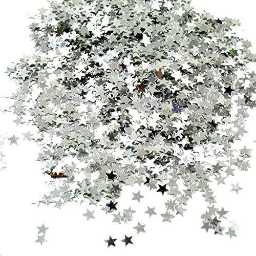 LImeow Confeti Estrella Oro Plata Confeti Metálico de Mesa Lentejuelas Confeti de Mesa Plateado Dorado la Decoración de Confeti Estrella Brillante es Buena para Bodas o Fiestas 6 Piezas (0.02in Plata)