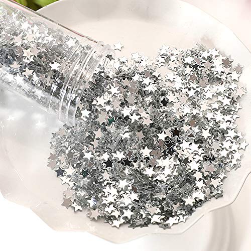 LImeow Confeti Estrella Oro Plata Confeti Metálico de Mesa Lentejuelas Confeti de Mesa Plateado Dorado la Decoración de Confeti Estrella Brillante es Buena para Bodas o Fiestas 6 Piezas (0.02in Plata)