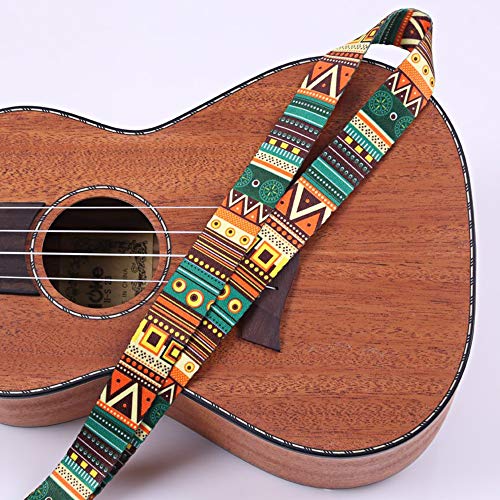 Limeow - Correa para ukelele, guitarra, bajo acústico eléctrico, lona ajustable de 59 a 140 cm, estilo maya