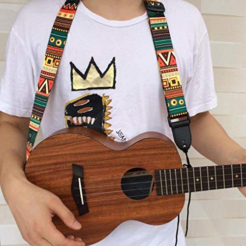 Limeow - Correa para ukelele, guitarra, bajo acústico eléctrico, lona ajustable de 59 a 140 cm, estilo maya