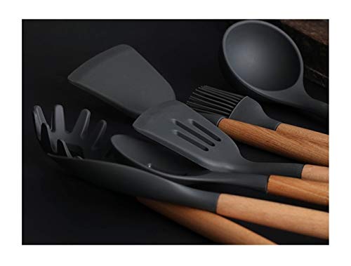 Limpieza Herramientas de Cocina de Silicona de Cocina Conjuntos de Sopa Cuchara espátula Antiadherente Pala con Mango de Madera de diseño Especial Resistente al Calor fácil (Color : Fried Shovel)