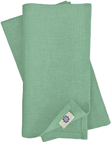 Linen & Cotton Set de 4 Servilletas de Tela Hygge - 100% Lino, Verde Menta (32 x 32 cm) Cuadradas Lavable para Hogar Cocina Comedor Cena Mesa de Centro Cumpleaños Boda Navidad Eventos