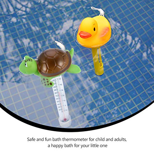 LIOOBO Termómetro de Piscina Flotante Tortuga Verde de Dibujos Animados Baño Termómetro de Agua de Estanque con Cuerda para Piscina Spas de Baño Bañeras de Hidromasaje Estanques de Peces