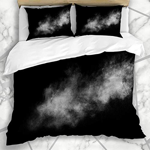 LIS HOME Funda nórdica Juegos Power White Motion Polvo Harina Química Explosión en Negro Texturas abstractas Textura Explosión Humo Microfibra Suave Dormitorio Decorativo con 2 Fundas de Almohada