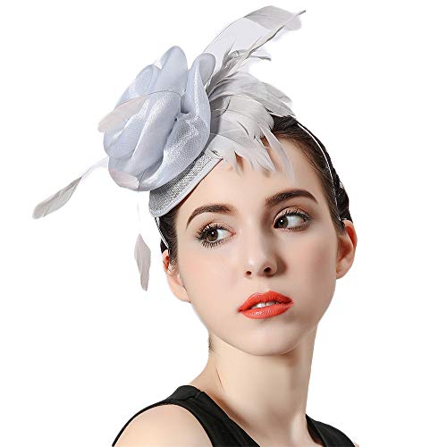 Lisansang Diadema de Flores para Mujeres Invierno Nuevo Lino Sombrero Superior Elegante Flor Diadema Tocado Boda Pinza de Pelo Flamenco Bailarina Flor de Corona para Mujeres, Corona de Bodas para