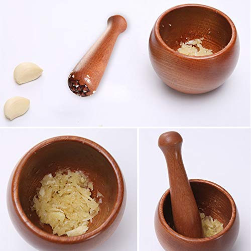 litthb Triturador de ajo de Madera Maciza, Troncos Naturales, Seguro y Saludable, Simple y práctico, Adecuado para triturar Varios condimentos, nueces, Verduras, Frutas, etc.