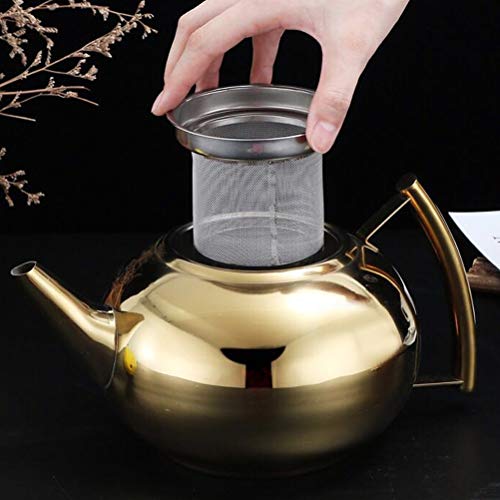 Liu Yu·casa creativa Más Gruesa de Acero Inoxidable 304 de Agua Kettle Hotel Tetera con Filtro Cafetera Hotel Restaurante Fogón Caldera de té (Color : Silver, Size : 2.0L)